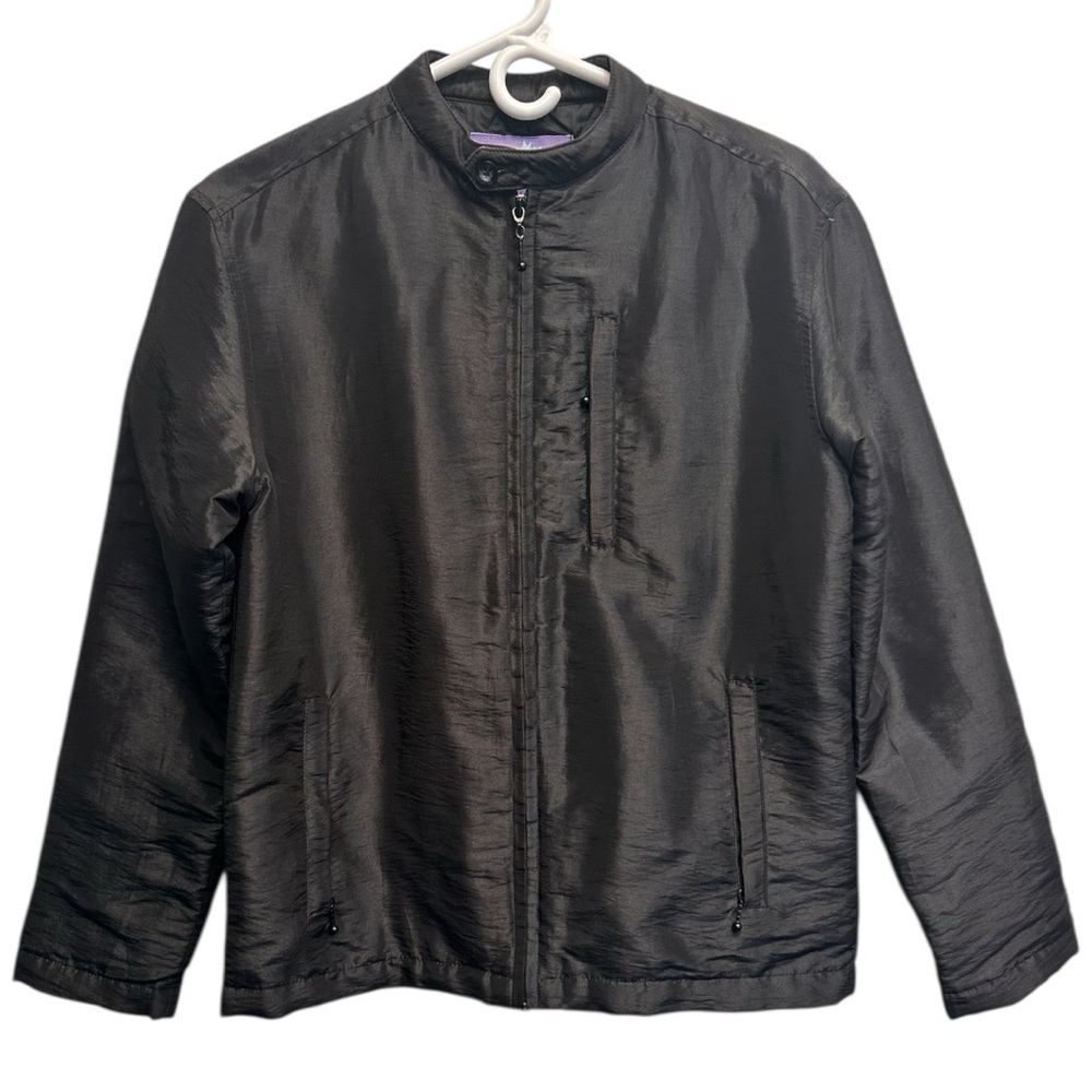 G-Force Men’s Black Moto Jacket Iridescent  Size M Vintage Y2K Streetwear